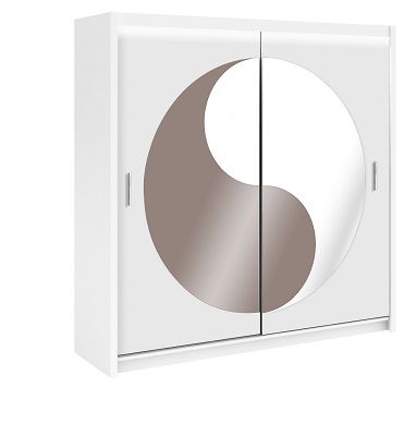 Schwebetürenschrank Lotos 203 Weiß matt-Nussglas/Spiegel