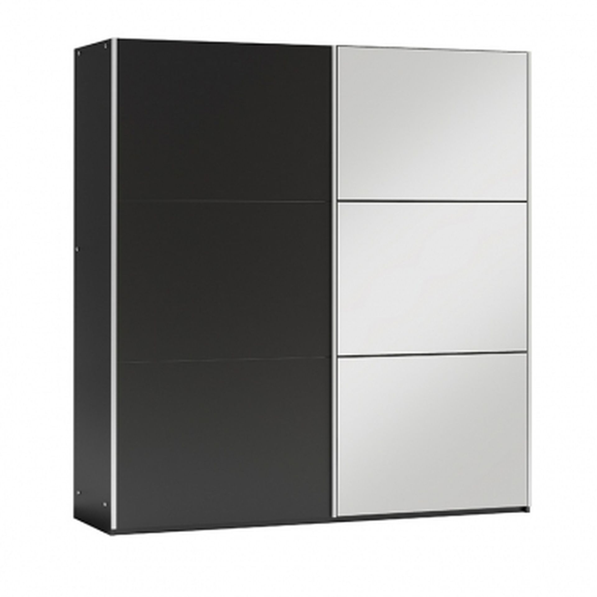 Schwebetürenschrank Vigo 120 Schwarz matt, Spiegel