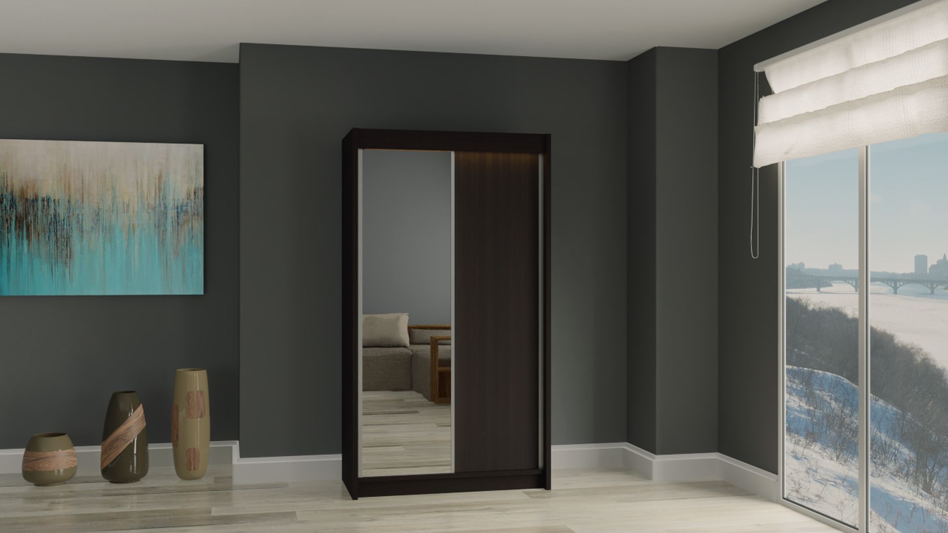 Schrank Patti 120 cm Wenge mit Spiegel