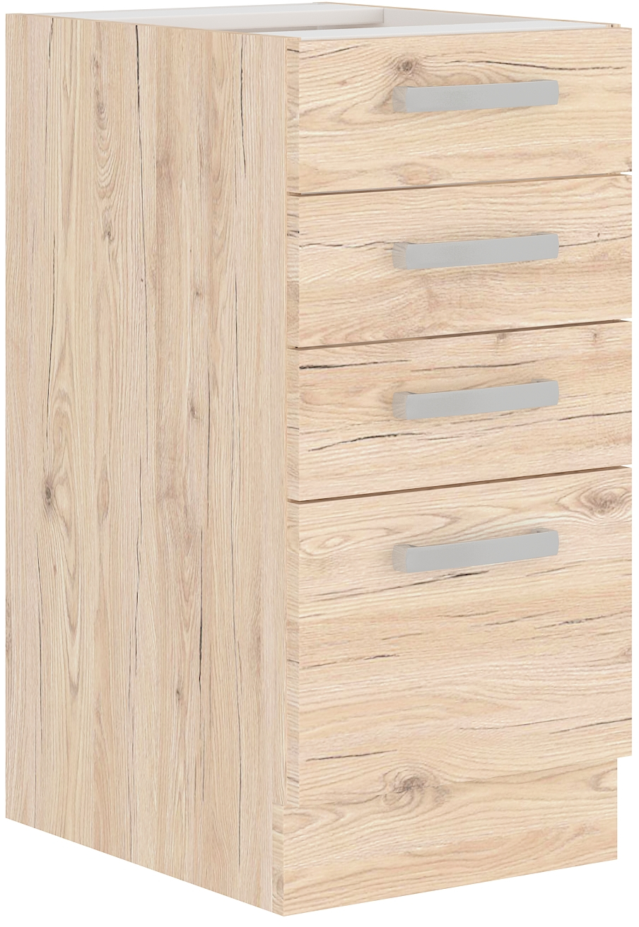 Unterschrank 40 cm mit 4 Schubladen Bordeaux