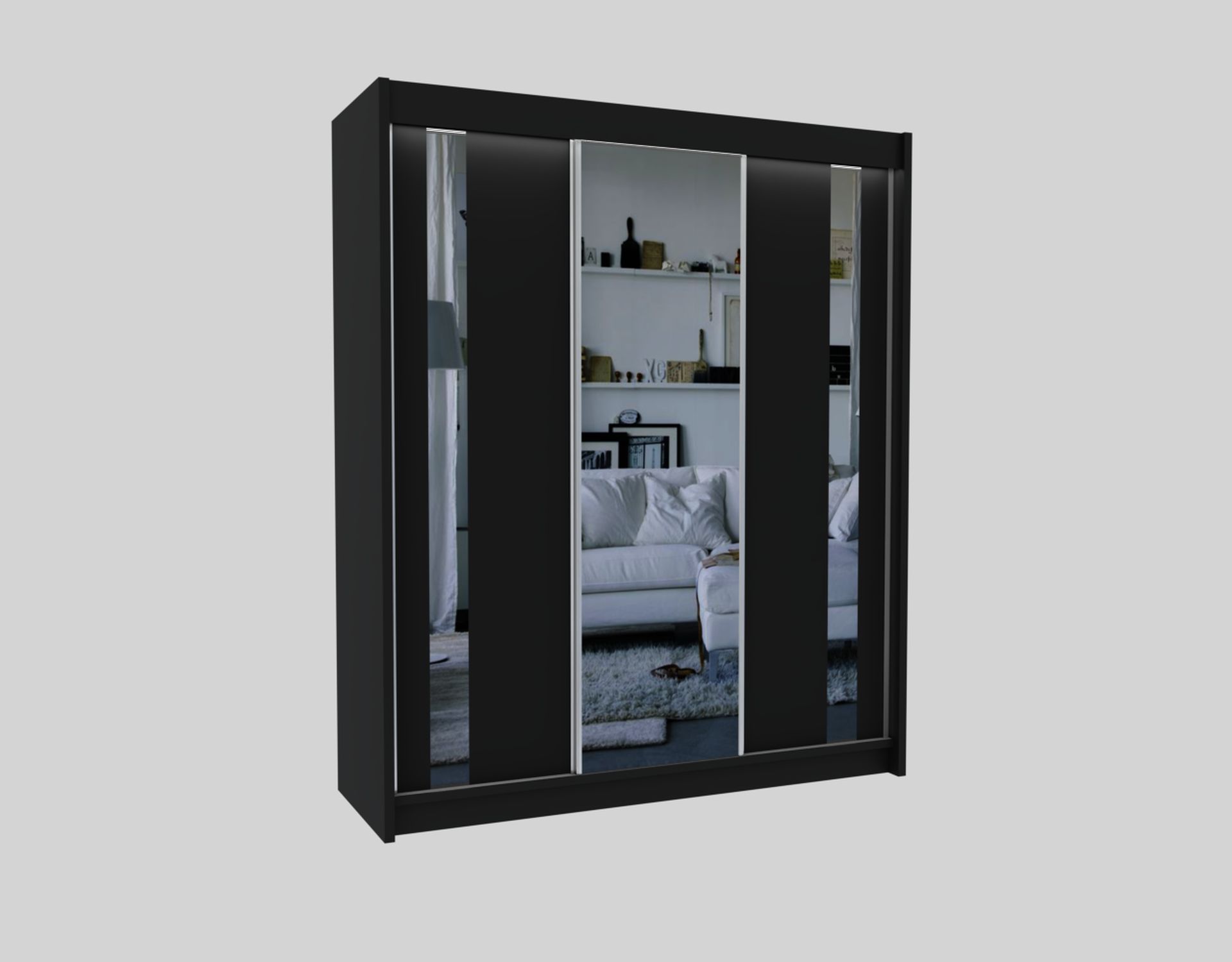 Schrank Grazie 180 cm Schwarz mit Spiegel