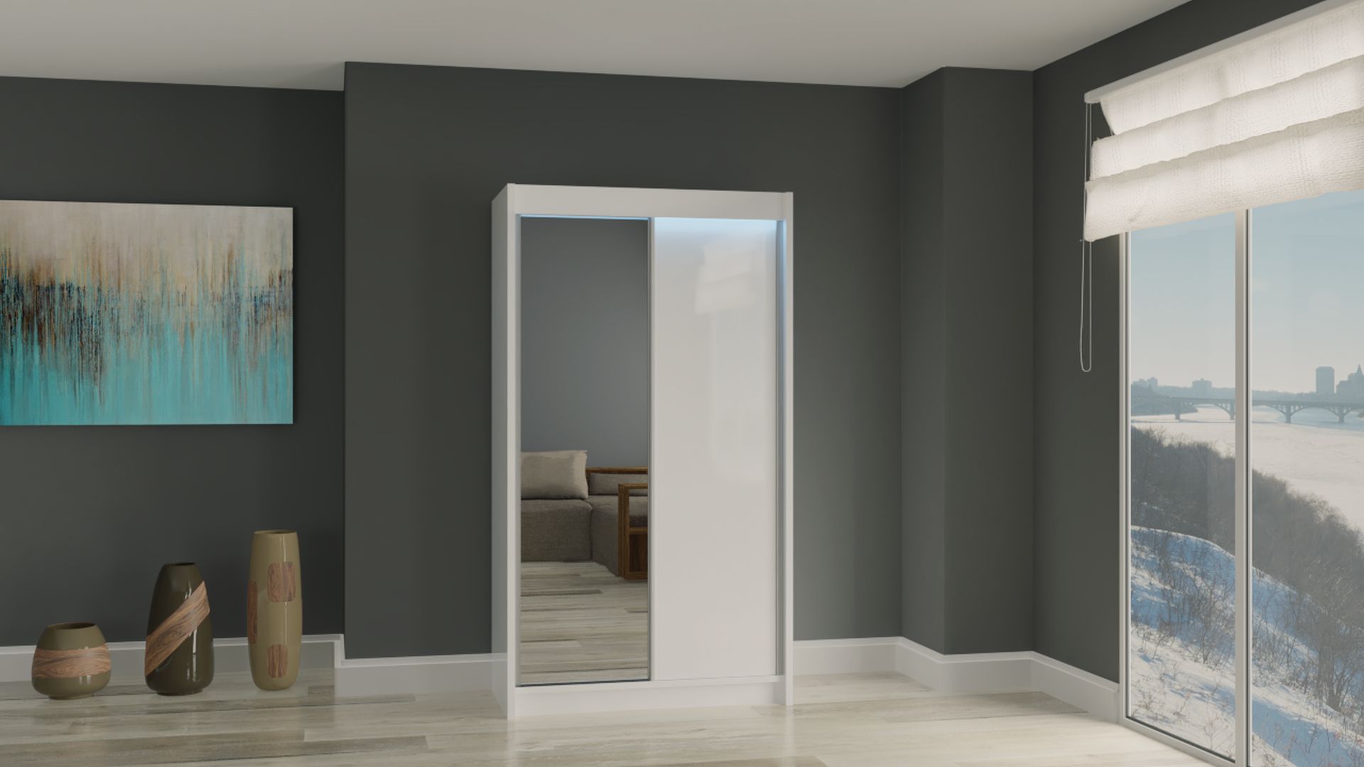 Schrank Patti 120 cm Weiß mit Spiegel