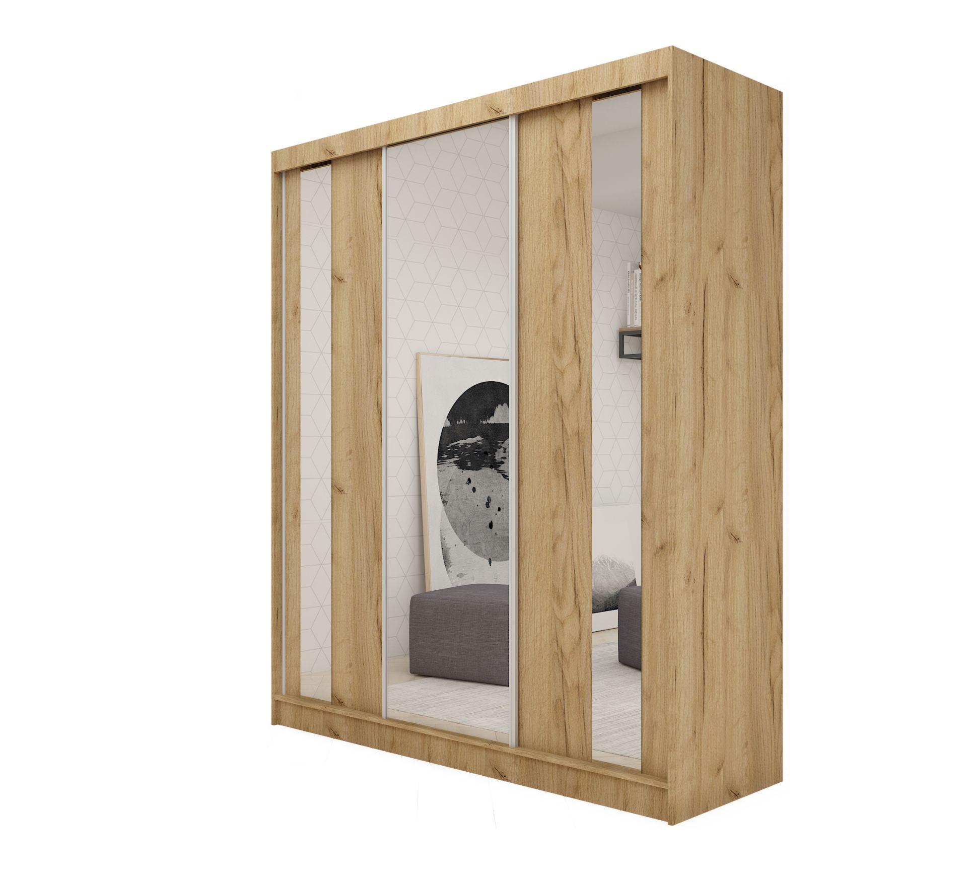 Schrank Grazie 180 cm Eiche mit Spiegel