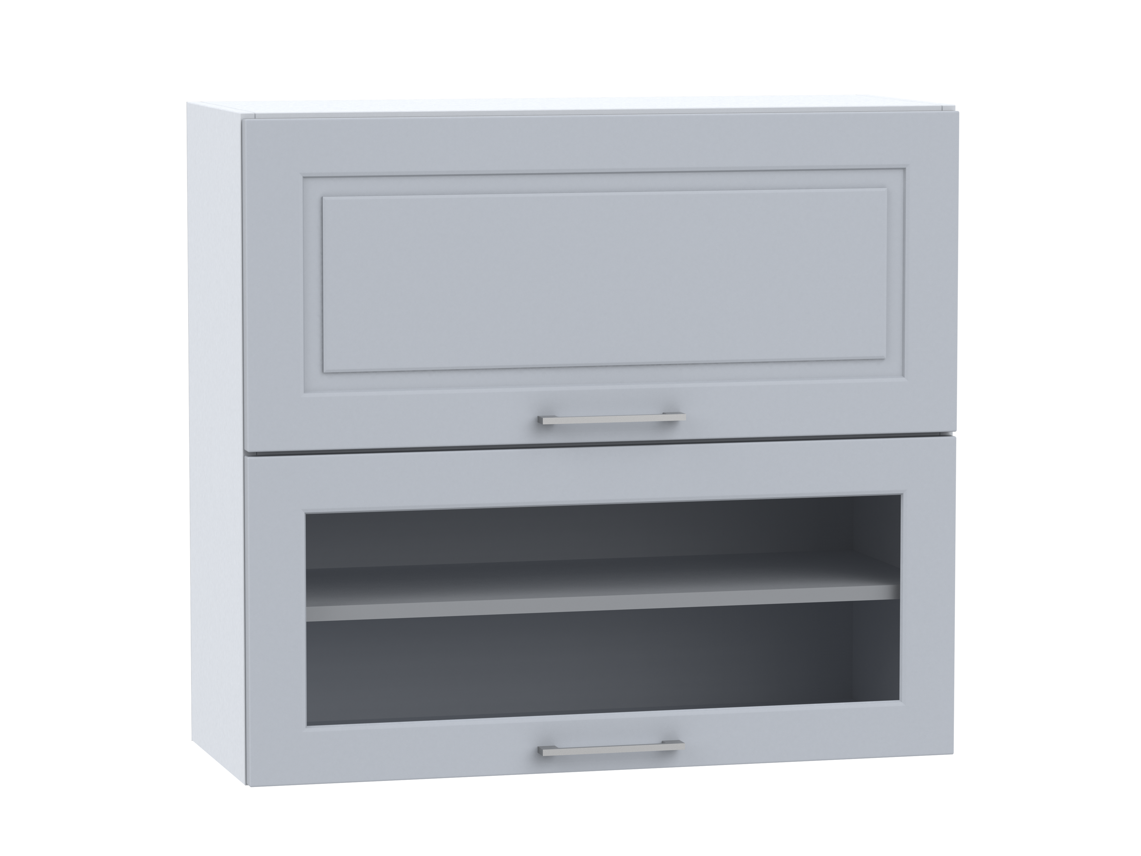Oberschrank 80 cm / 72 cm mit klappbaren Glasvitrinen Natalie grau
