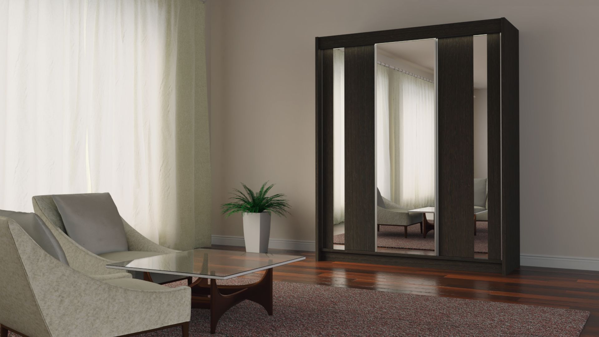 Schrank Grazie 180 cm Wenge mit Spiegel