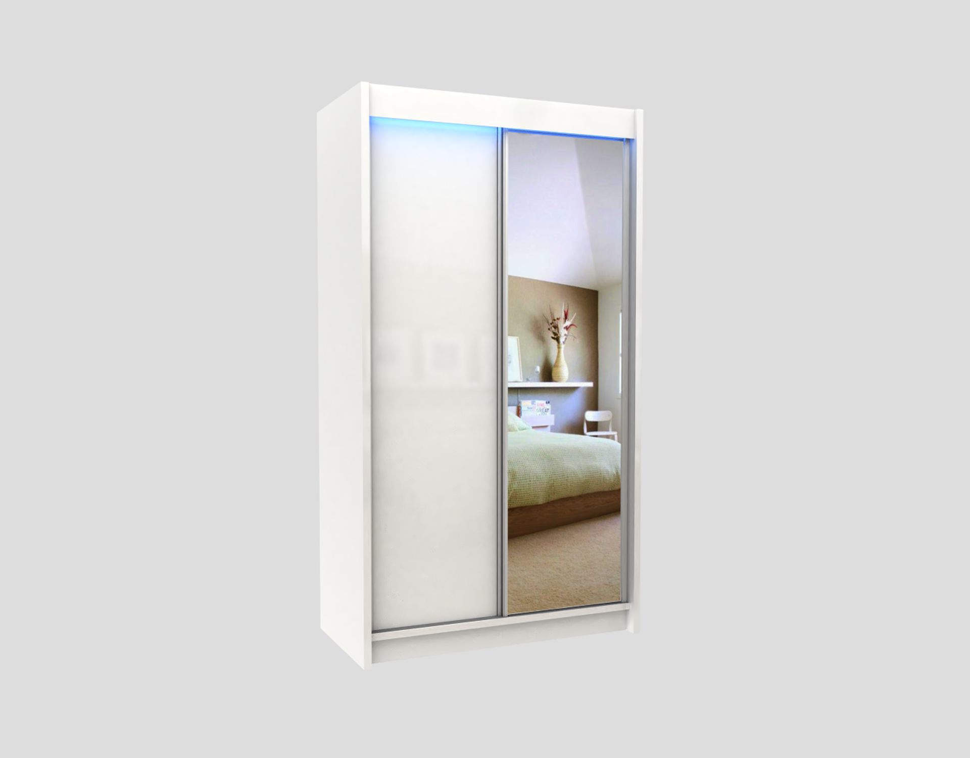 Schrank Patti 120 cm Weiß mit Spiegel