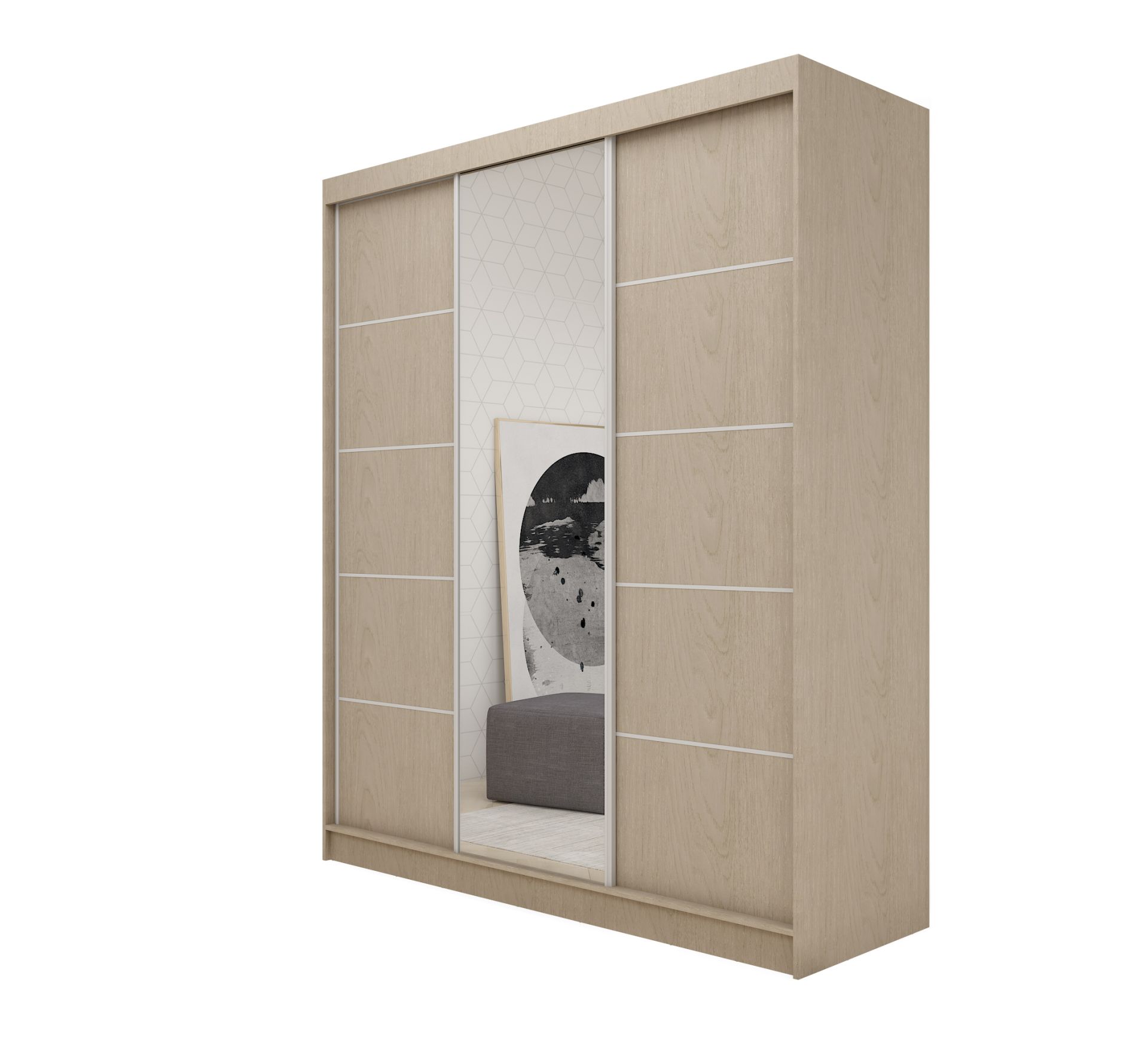 Schrank Makira 180 cm Sonoma mit Spiegel