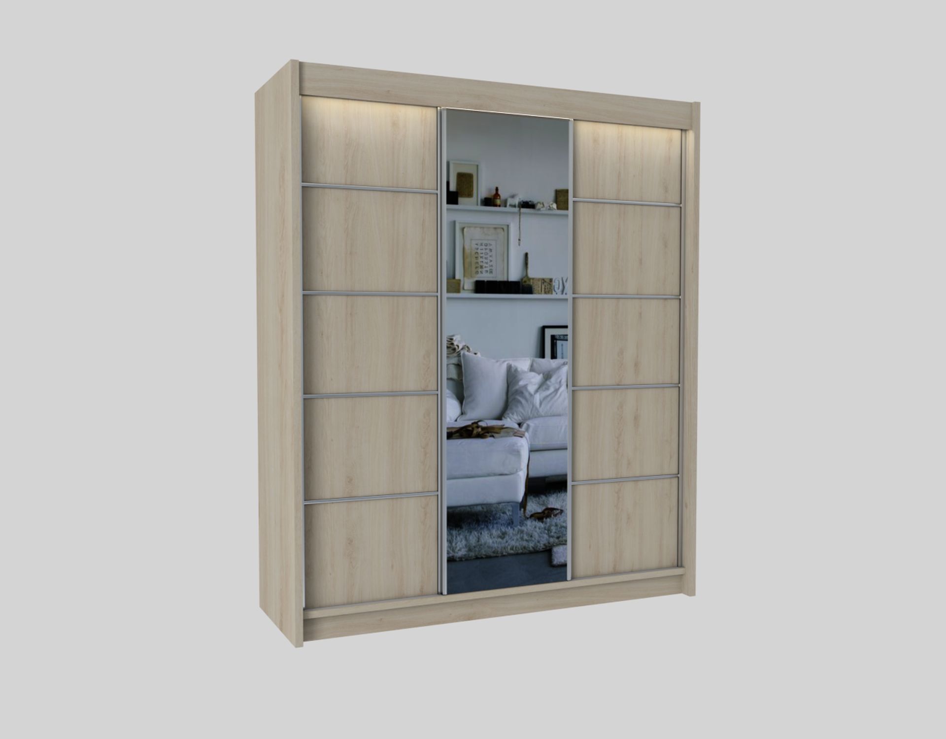 Schrank Makira 180 cm Sonoma mit Spiegel